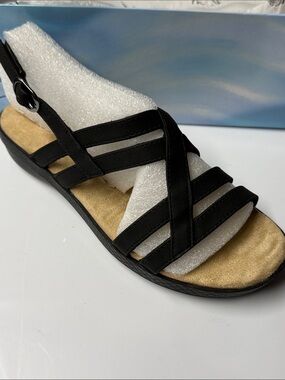 easy street LOBO Black Strappy Slingback Sandal Woman Size 6.5W